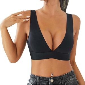 Black Deep V-Neck Bralette